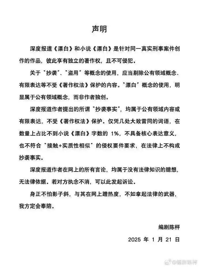热播剧《漂白》被指抄袭