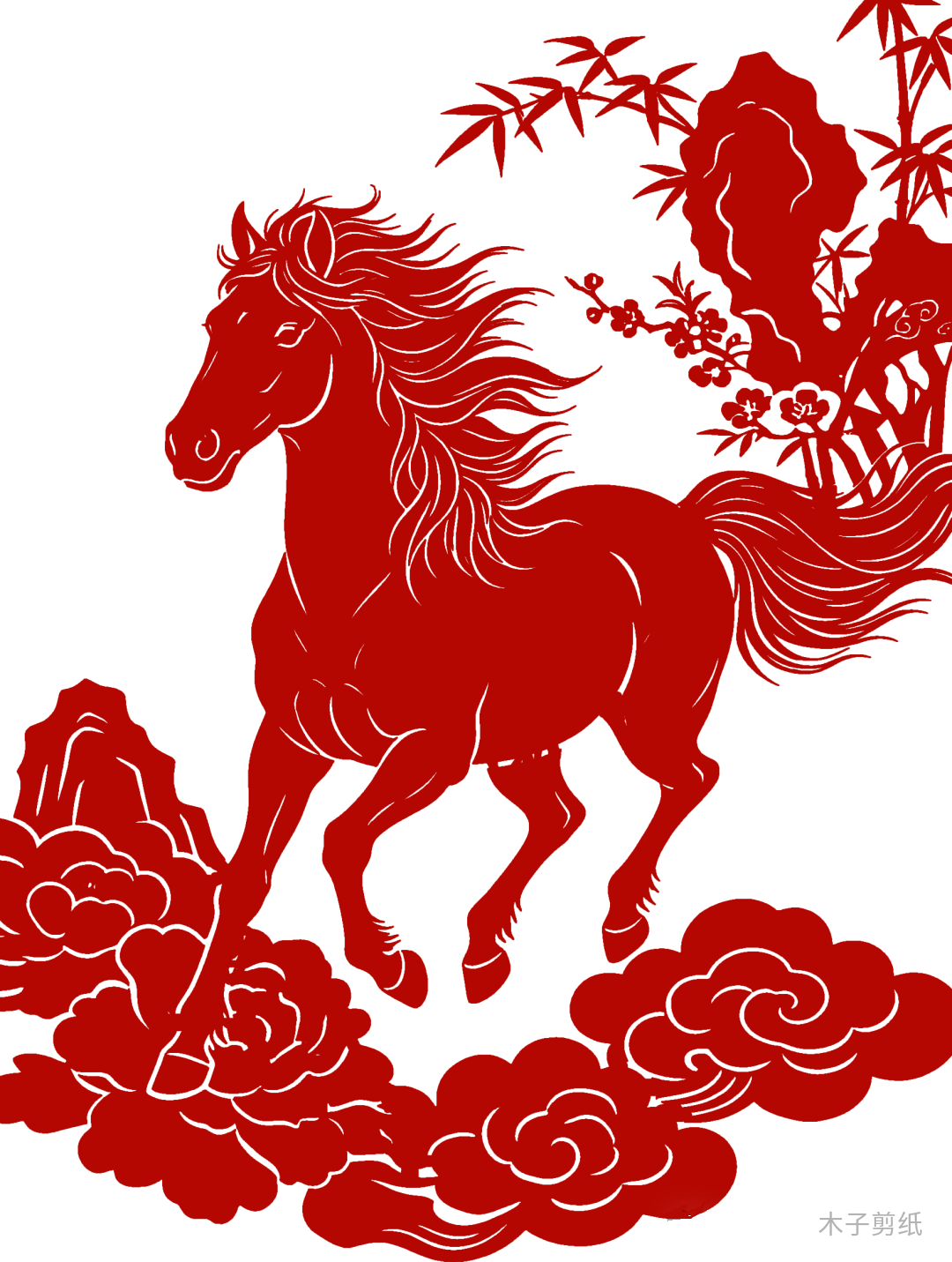 迎世界马年，赏红马剪纸作品