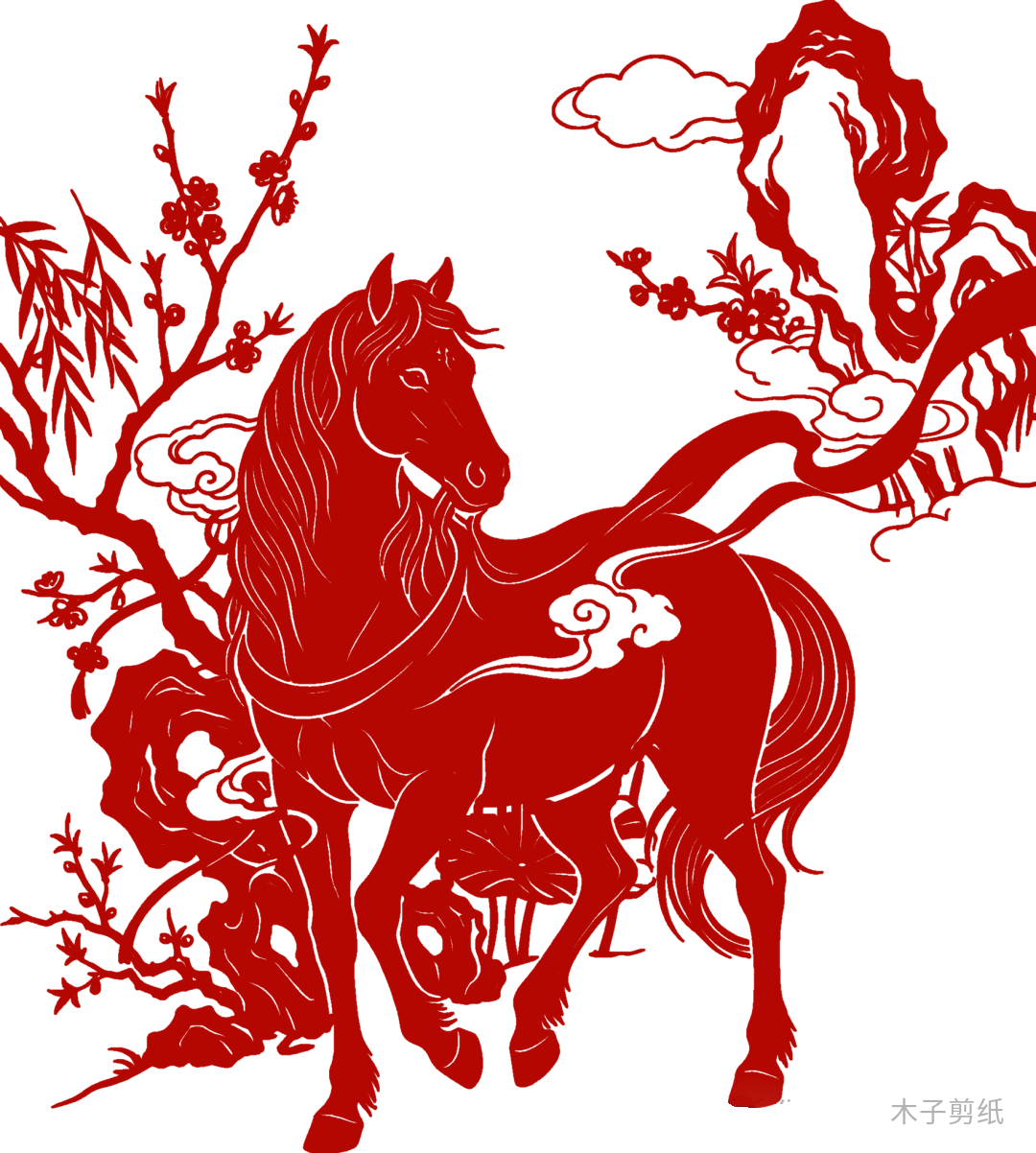 迎世界马年，赏红马剪纸作品