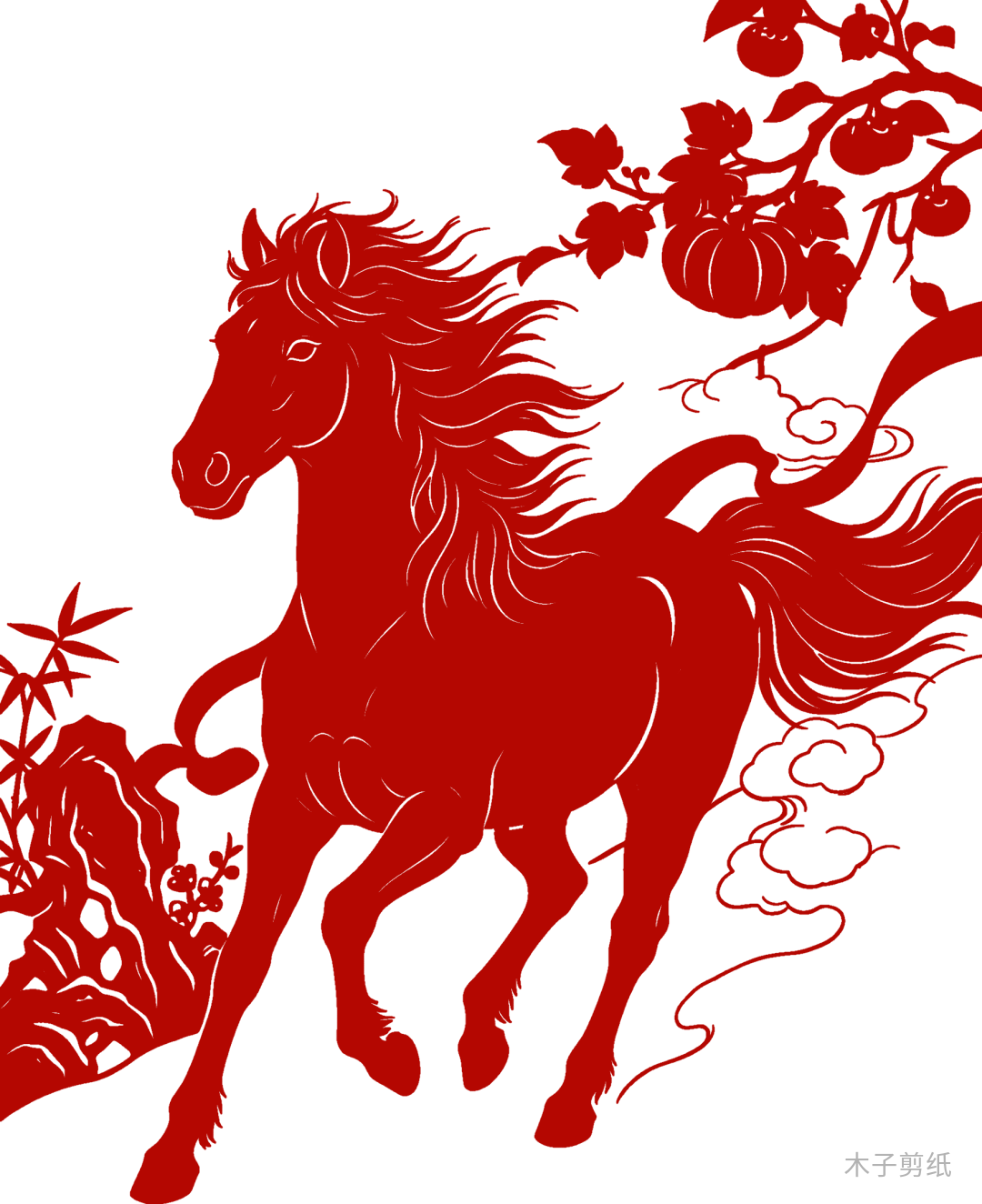 迎世界马年，赏红马剪纸作品