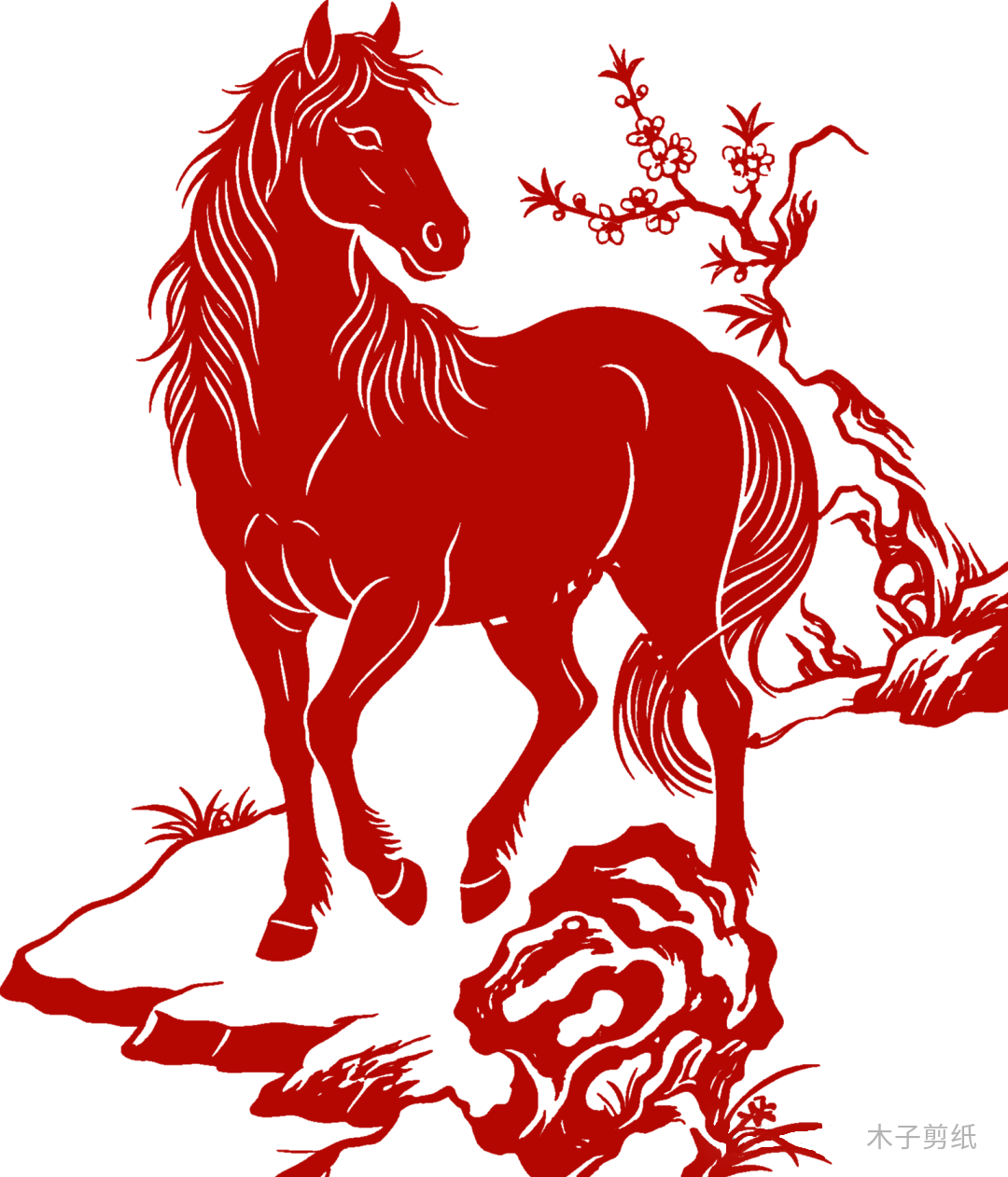 迎世界马年，赏红马剪纸作品